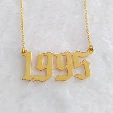Birth Year Necklaceyear Of Birth Necklaceold English Number Etsy Number Necklace Custom Necklace Good Luck Necklace