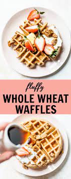 Fluffy Whole Wheat Waffle Recipe Made With Whole Wheat Flour Coconut Oil And Maple Syrup For A H Healthy Waffles Whole Wheat Waffles Breakfast Waffles Healthy