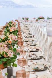 Modern Elegant Wedding With Copper And Marble Details Jenny Lee Love4weddings Rustic Wedding Table Setting Cheap Wedding Table Centerpieces Wedding Table Settings