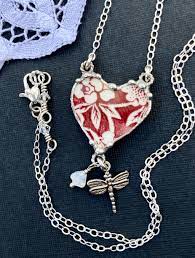 Necklace Broken China Jewelry Broken China Necklace Oval Etsy Broken China Jewelry Broken China Jewelry Diy China Jewelry