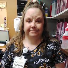 Employee of the Month ✨ This month's employee of the month is Suzanne  Harris. She is a PCA in Assisted Living. She is not only caring, but goes  above and beyond for