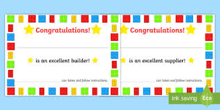 Lego certificate template (page 1) gift certificate lego store lego inspired awesome builder certificates (printable) Building Bricks Therapy Certificates Teacher Made
