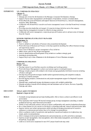 corporate strategy resume samples