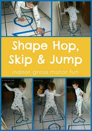 Shape Toss Hop Skip And Jump Indoor Gross Motor Game Learn Play Imagine Gross Motor Toddler Activities Toddler Fun