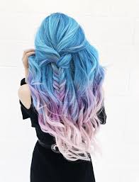 Long Curly Hairstyles Pastel Ombre Light Blue Lavender Lilac Cotton Candy Pink Half Up Half Down Hair Color Pastel Cool Hair Color Hair Styles