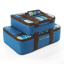Rachael Ray Lasagna Lugger Combo Set Insulated Carriers For 9 X 9 And 9 X 13 Baking Dishes Marine Blue Stripe R Baked Dishes Marine Blue Yummy Casseroles