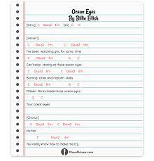 Chord Ocean Eyes Ive Been Watching You For Some Time Cant Stop Staring At Those Ocean Eyes Burning No Fair Ukulele Songs Ukulele Chords Songs Guitar Tabs Songs