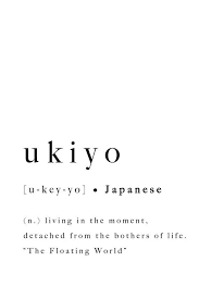 Ukiyo Japanese Print Quote Modern Definition Type Printable Poster Inspirational Art Typography Inspo Artwork Black White Monochrome Aesthetic Words Japanese Quotes Inspirational Words
