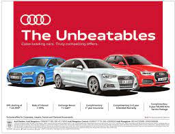 Audi Cars The Unbeatables Class Leading Cars Truly Compelling Offers Ad Times Of India Bangalore Check Out More Car Advertiseme Audi Cars Car Advertising Audi