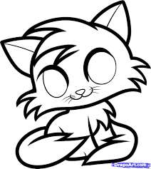 Cat and kitten coloring page: Anime Cute Baby Kitten Anime Cute Cat Coloring Pages Coloring And Drawing