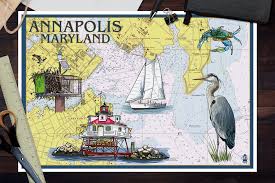 Details About Annapolis Md Nautical Chart Lp Artwork Posters Wood Metal Signs