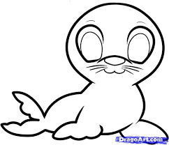 How To Draw A Seal For Kids By Dawn Baby Animal Drawings Animal Drawings Baby Animals Pictures