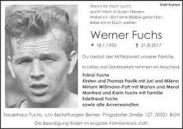 Traueranzeigen von Werner Fuchs