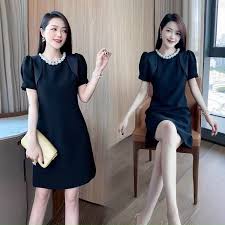 Đầm suông cổ tròn kết hạt châu - KV3454