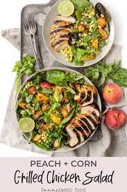 Honey Lime Chicken With Grilled Peach Corn Salad Fannetastic Food Healthy Food Recipes Clean Eating Salad Recipes For Dinner Yummy Salad Recipes