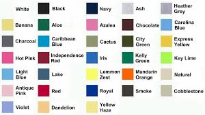 Anvil T Shirt Color Chart Agbu Hye Geen