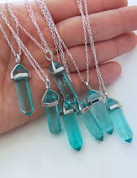 Light Blue Crystal Necklace Hexagonal Crystal Point Pointed Crystal Pendant Glass Crystals Affordable Gifts Dainty Jewelry Necklaces Dainty Jewelry Necklace Crystal Necklace Blue Crystal Necklace
