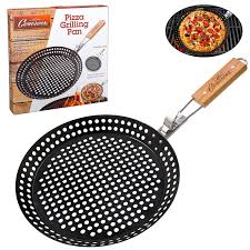 Pizza Grill Pan 100 Non Stick Homemade Pizza Pan Extra High Side Walls And Removable Handle For Easy Grilling Grill Pan Deep Dish Pizza Pan Shish Kebab