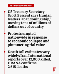 Iran's leaders move millions as protests rage on US Treasury Secretary  Scott Bessent revealed Iranian leaders are transferring tens of millions of  dollars out of the country amid deadly nationwide protests. "We