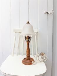 Unique Vintage Wooden Candlestick Table Lamp With Opal Glass Lamp Shade And Retro Cable Uk Usa Europ Glass Lamp Shade Wooden Candle Sticks Candlestick Table