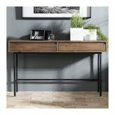 De plus, cette console est composée de 2 tiroirs permettant d'y ranger quelques affaires du quotidien. Console Bois Et Metal Noir Avec Deux Tiroirs A Glissieres Metalliques