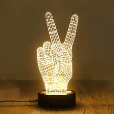 Ultra cool lighted peace sign which also comes in a different style here. Night Light Acrylic Lamp Led Peace Sign V Victory Home Deco Touch Light Gift Hot Home Garden Night Lights