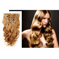 Am_ eg_ 50cm women curly wavy clip in hair extension cosplay synthetic hairpiece. Clip In Hair Wavy Extensions Golden Blonde 20 Inch