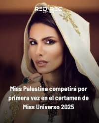 La reina de belleza Nadeen Ayoub será la primera mujer que represente al  pueblo palestino en el certamen Miss Universo. La Organización Miss  Universo declaró el domingo a CNN que "se complace