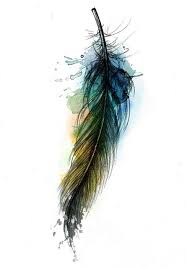 Black And White Watercolor Feather Tattoo Watercolor Feather Tattoo Solid Black Print With Watercolors Used As Background Shading Awe Feather Tattoo Colour Watercolor Tattoo Feather Feather Tattoos