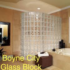 The soft, muted neutral palette brings this 80s staple into the 21st century, and the fogged glass provide privacy and transparency. Boyne City Glass Block Home Facebook