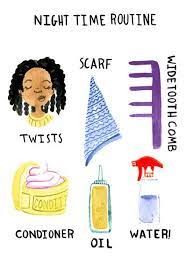 Night Time Routine Art Print Natural Hair Styles Hair Routines Curly Hair Styles Naturally