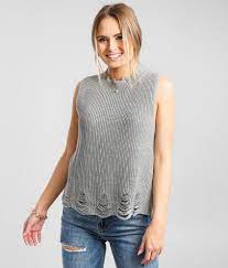 Bke Distressed Sweater Tank Top Women S Tank Tops In Grey Buckle