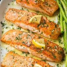 Skillet Seared Salmon With Garlic Lemon Butter Sauce Recipe Yummly Recipe Garlic Butter Salmon Cooking Salmon Seared Salmon Recipes