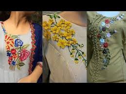 3d Thistle Flowers Designing On Kurtis Churidars Diy Hand Embroidery Youtu Flower Embroidery Designs Embroidery Flowers Pattern Hand Embroidery Designs