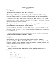 All worksheets come with an answer key placed on the 2nd page of the file. Unit 5 Practice Test Algebra Ii The Big Ideas A Graph S X