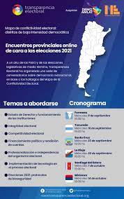 Las elecciones legislativas de argentina de 2021 tendrán lugar el domingo 14 de noviembre del mencionado año. Transparencia Electoral Te Invita A Los Encuentros Provinciales Online De Cara A Las Elecciones 2021 Transparencia Electoral
