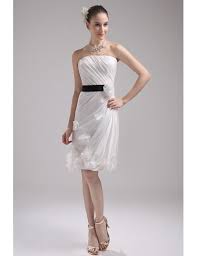 The train of the dress, carried by her bridesmaids, measured 18 feet (5.5 m) in length. Elegant Reception Short Wedding Dresses With Color White With Black Sash Style Op4048 139 8 Gemgrace Com