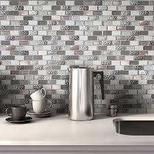 Metro tile kitchen splashback timelapse. Chelsea Grey Copper Effect Glass Stone Mosaic Tile L 298mm W 304mm Diy At B Q