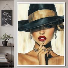 Retrato de una musa con un encanto atemporal: arte de pared de moda  elegante, decoración glamurosa para el hogar, ilustración de mujer vintage  de NICHECANVAS