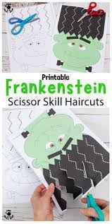 Looking for english learning games for kindergartens? Frankenstein Halloween Scissor Skills Haircut Activity Kids Craft Room