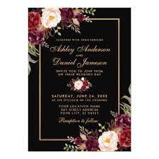 Elegant Burgundy Floral Black Gold Wedding Invitation Zazzle Com Black Gold Wedding Gold Wedding Invitations Gold Wedding Invitations Elegant