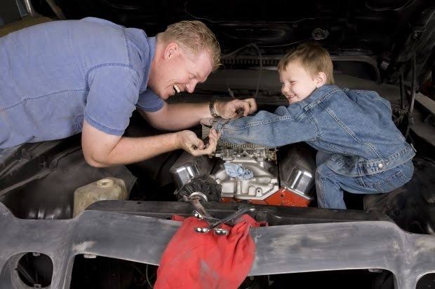 Mga resulta ng larawan para sa Son helping daddy fix the car"