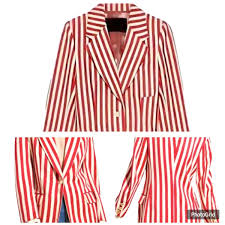 Emily In Paris S4 Lily Collins Red & White Striped Suit