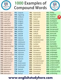 By definition, verbs are words that portray an action or state of being. 1000 Examples Of Compound Words English Study Here