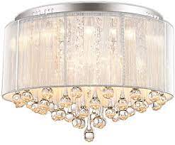 360 lighting modern ceiling light semi flush mount fixtures set of 2 brushed nickel white fabric drum for bedroom kitchen hallway. Feekenbu Flush Mounted Luxury Contemporary Drum Ceiling Chandelier Light Fixtures With Cylinder Lamp Shade For Bedroom Amazon Co Uk Lighting