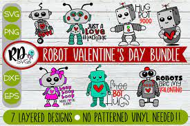 Download Robot Valentine S Day Bundle A Layered Cricut Svg Bundle 1144659 Cut Files Design Bundles