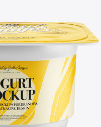 Download Yogurt Packaging Mockup In Pot Tub Mockups On Yellow Images Object Mockups PSD Mockup Templates