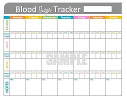 Blood Sugar Tracker Printable For Health Medical Fitness