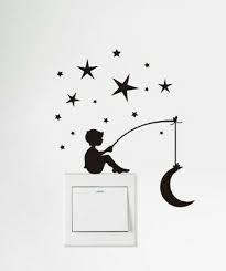 New 5 X5 Boy Fishing For The Moon In Stars Light Switch Car Wall Decal Sticker Ebay Simple Wall Paintings Wall Art Diy Paint Wall Drawing