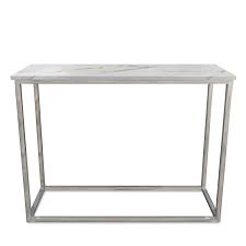 Modern side table coffee end tables for nightstand farmhouse living room. White Marble Effect Console Table With Chrome Legs Demi Buyitdirect Ie